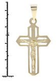 14k Yellow Gold Crucifix Jesus Christ Cross Pendant Religious Charm 1.4" 2.6g