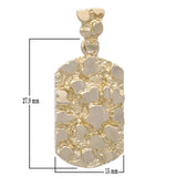14k Yellow Gold Solid Rectangle Nugget Charm Pendant 1.35" 6.4 grams - Yellow
