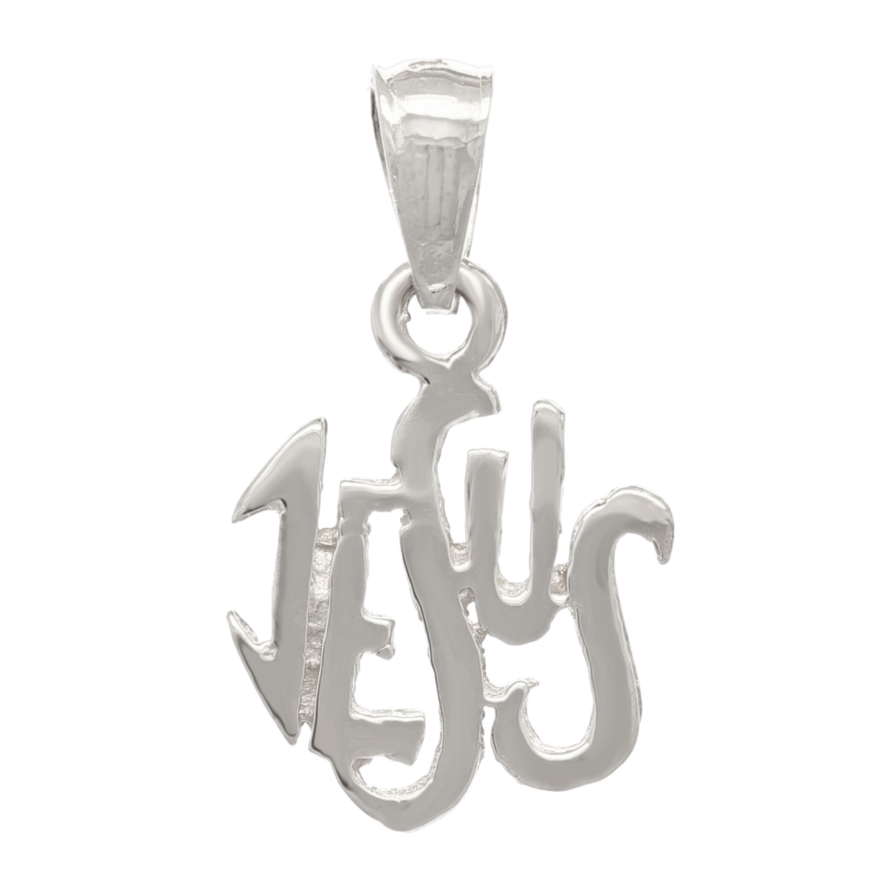 14k White Gold JESUS Pendant Religious Charm 1 gram - White