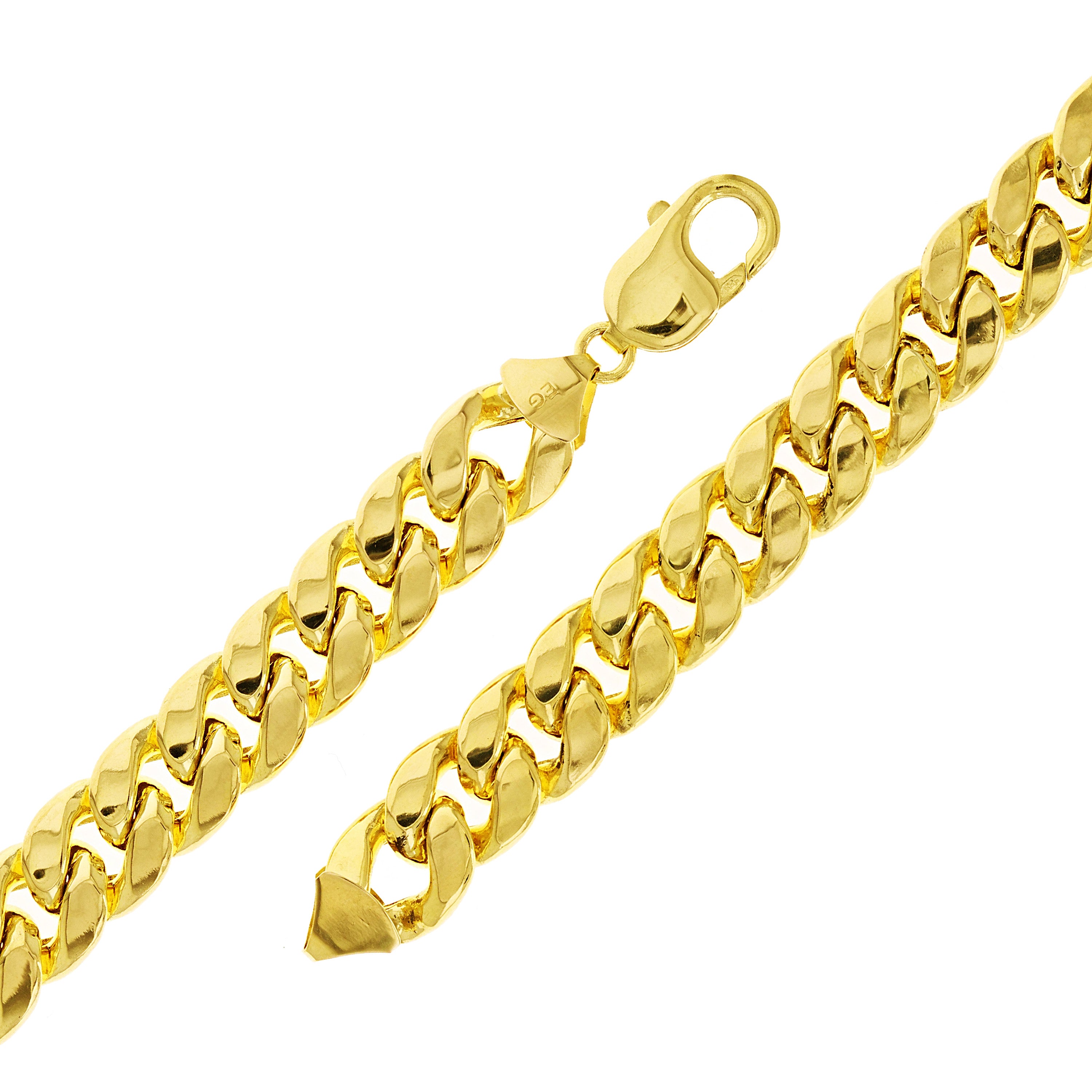 Italian 14k Yellow Gold Hollow Miami Cuban Chain Bracelet 8.5" 11.3mm 29.9 grams - 8.5" 29.9 grams