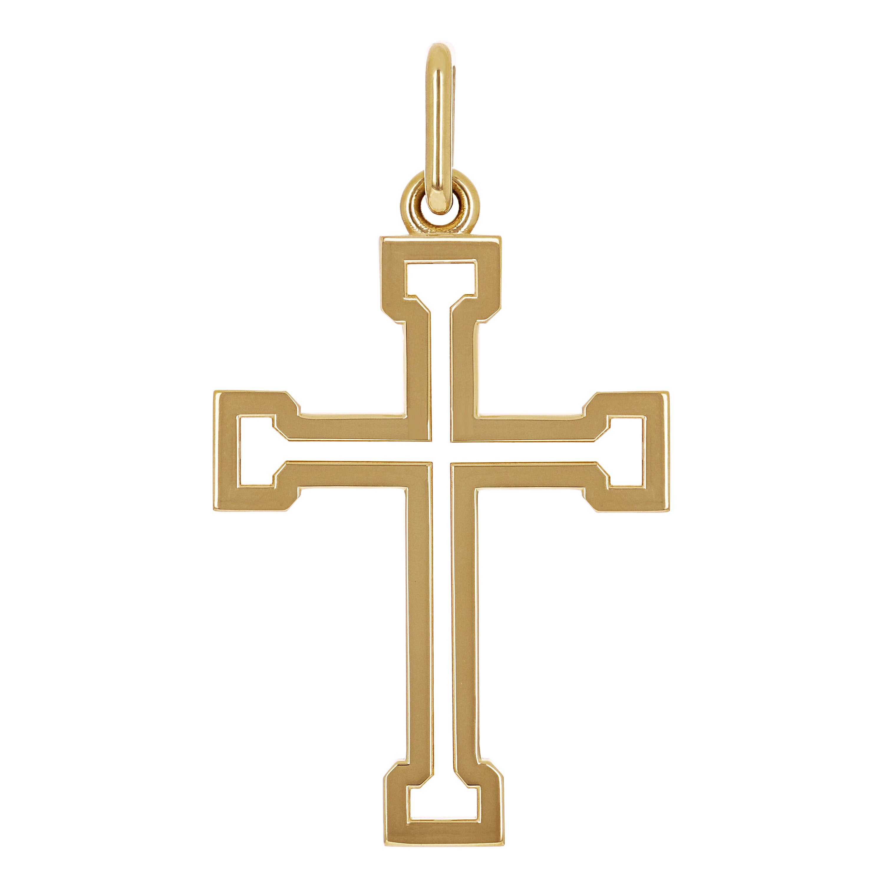 14k Yellow Gold Solid Big 3D Open Cross Pendant 2.7" 15.9 grams