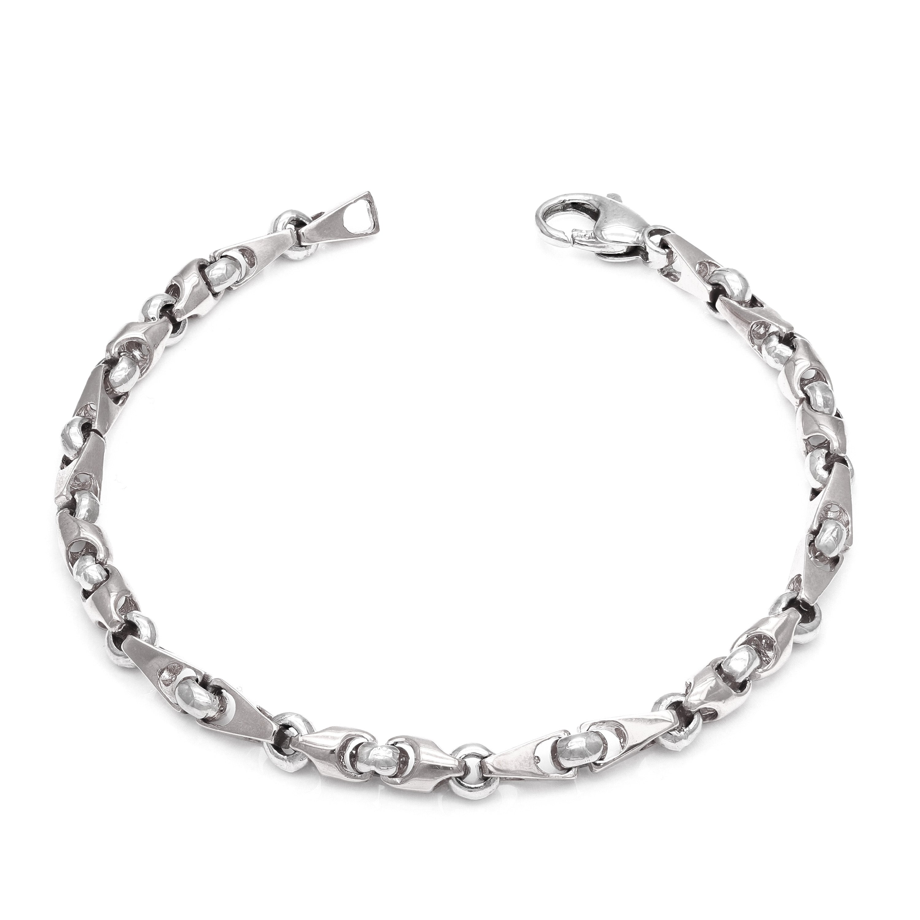 10k White Gold Handmade Fashion Link Bracelet 9" 5mm 17 grams