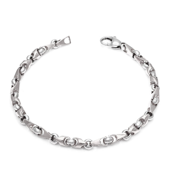 10k White Gold Handmade Fashion Link Bracelet 9