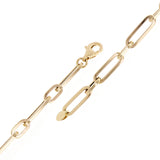 Italian 14k Yellow Gold Hollow Paper Clip Link Chain Bracelet 7.5" 4.3mm 2.8grams - 7.5" 4.15mm