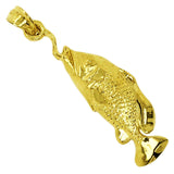 14k Yellow Gold Sea Life Bass Fish Pendant - Yellow