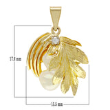 10k Yellow Gold Free-Form Nacre Mother of Pearl & Sparkling Accent Leaf Pendant