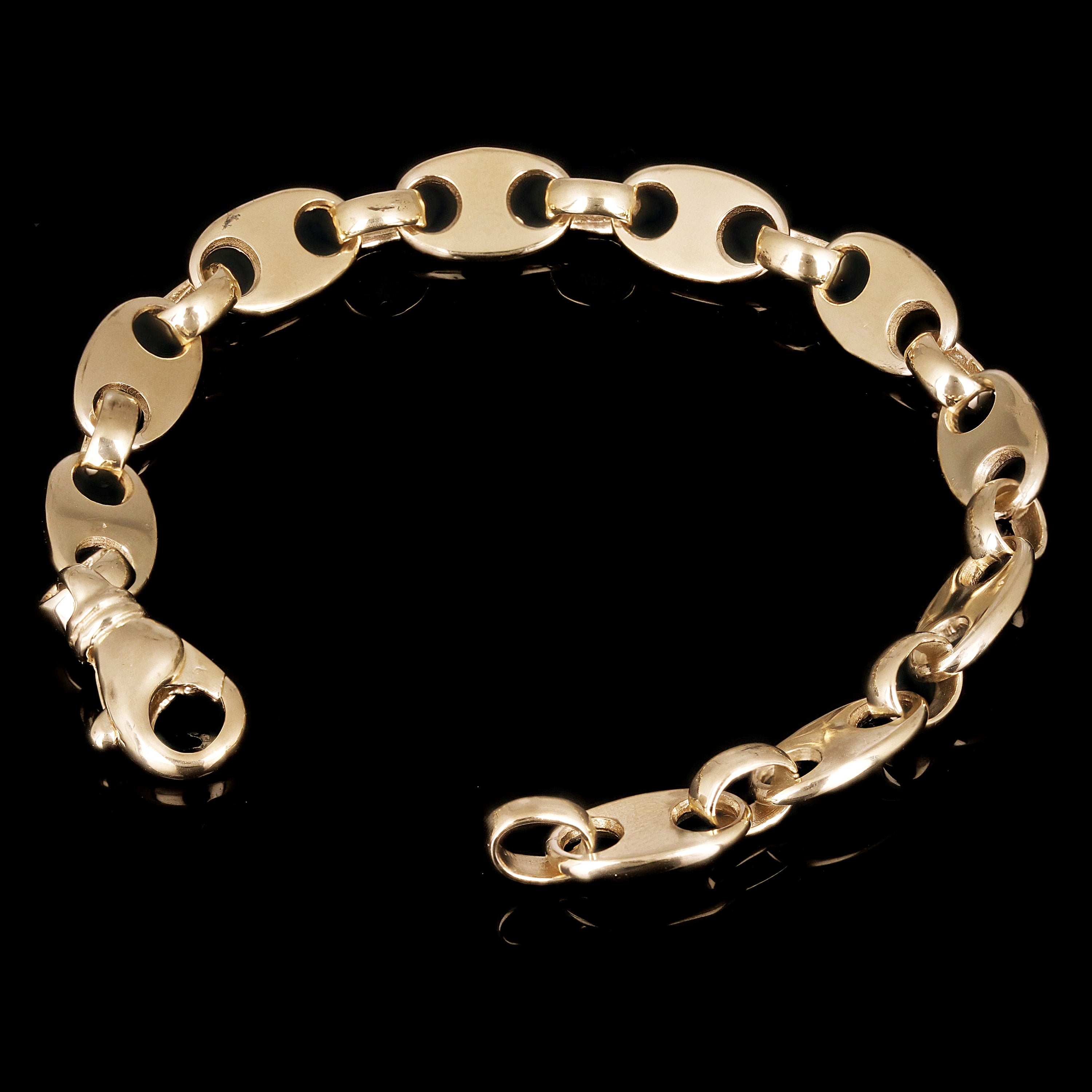 14k Yellow Gold Solid Handmade Oval Link Bracelet 7" 8.3mm 18.4 grams - 7" 18.4 grams