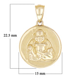 14k Yellow Gold Buddha Medal Charm Pendant 3.5 grams