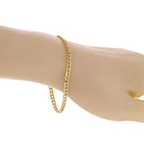 Italian 14k Two Tone Gold Cuban Chain Bracelet w/ White Pave 7.5" 3.8mm 2.9grams