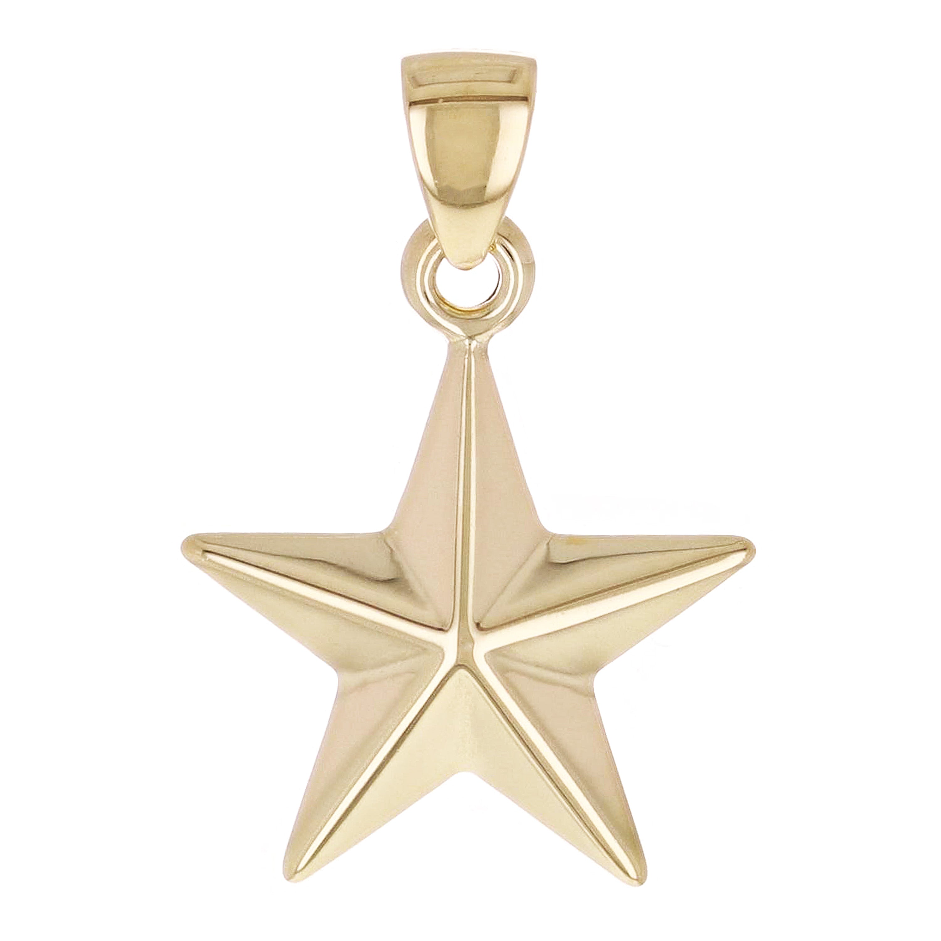 Italian 14k Yellow Gold 3D STAR Charm Pendant