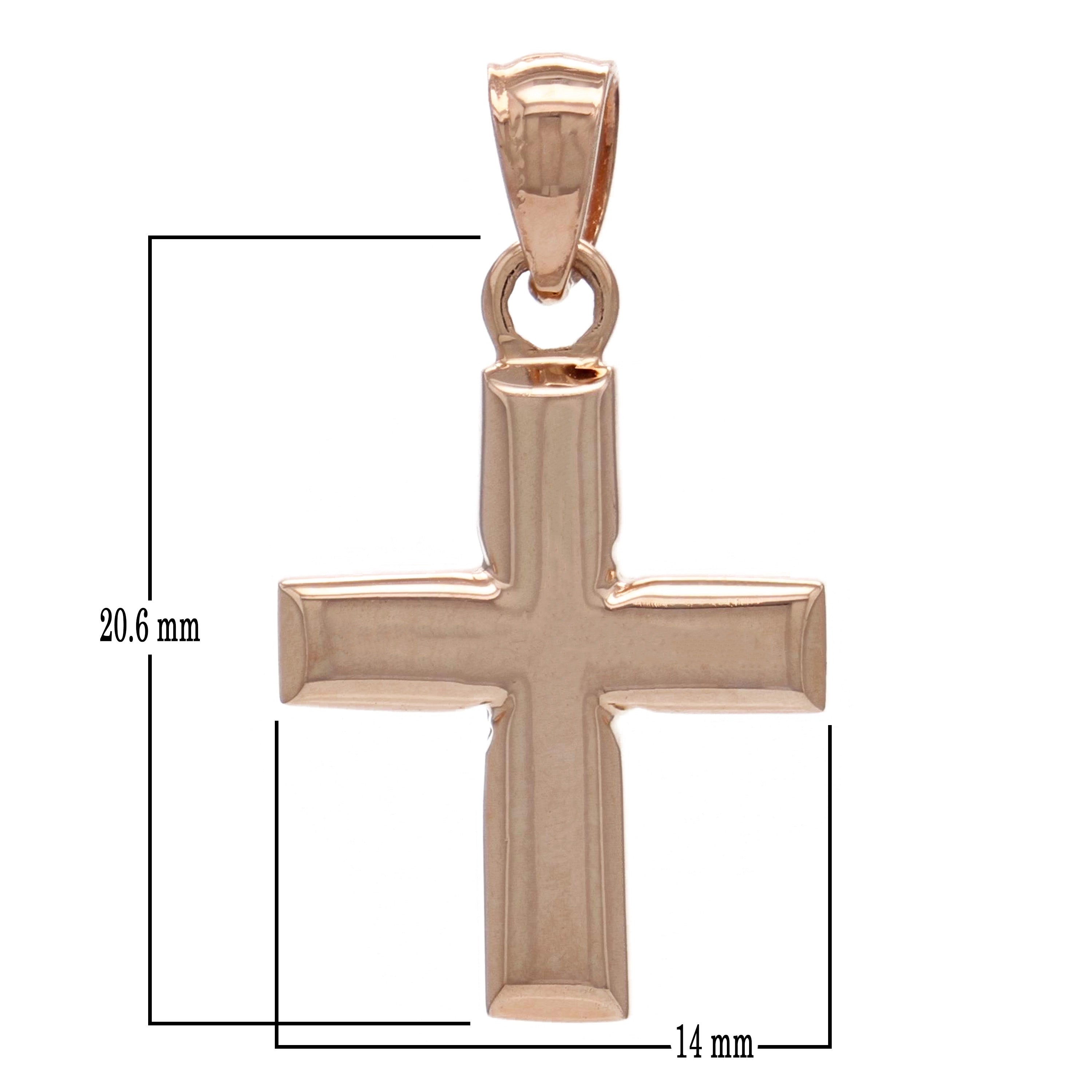 14k Rose Gold Polished Plain Cross Pendant - Rose