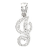 14k White Gold Initial Letter I Alphabet Charm Pendant - Letter I,White