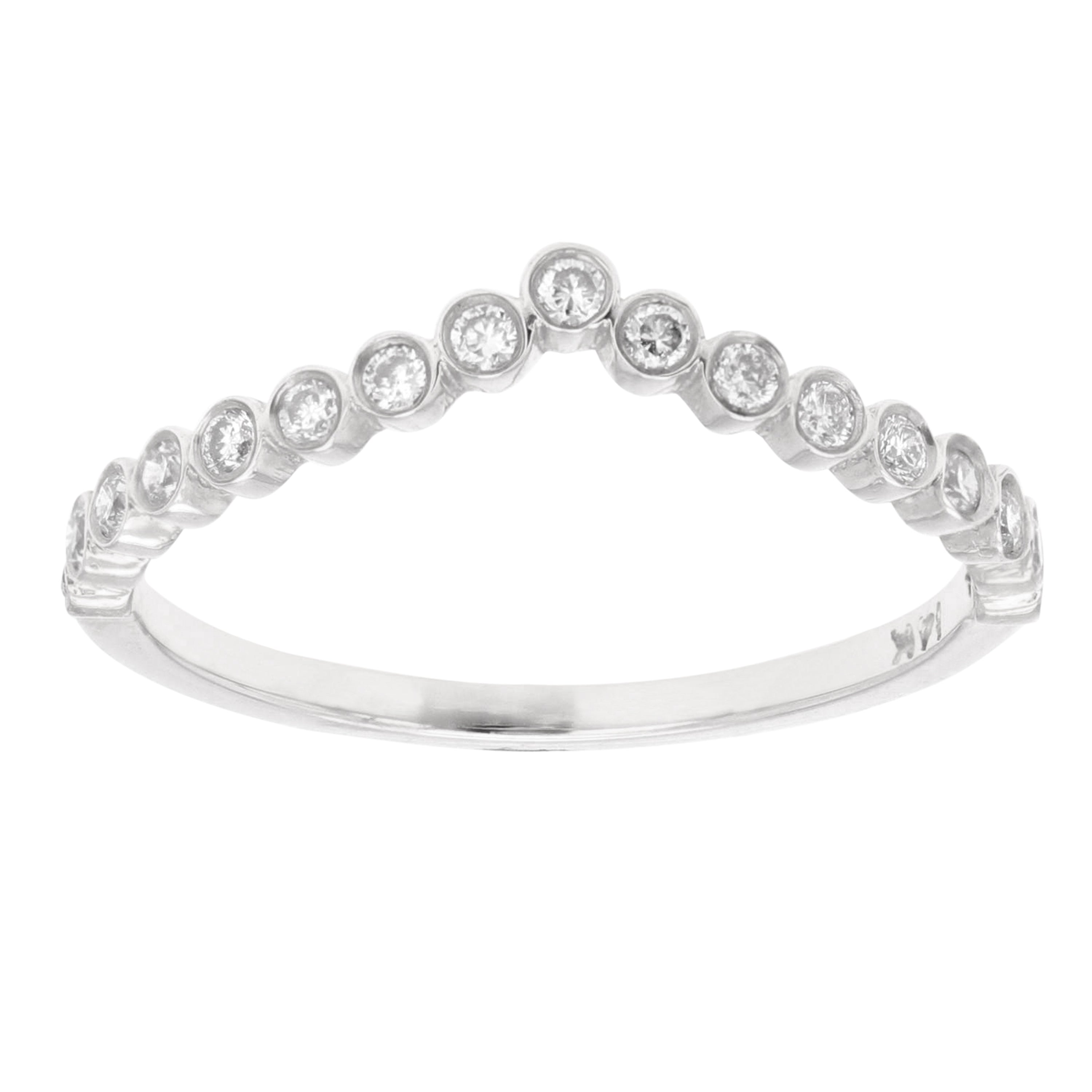 14k Yellow White or Rose Gold 0.21ctw Diamond Bezel Chevron Stackable Ring Size 6