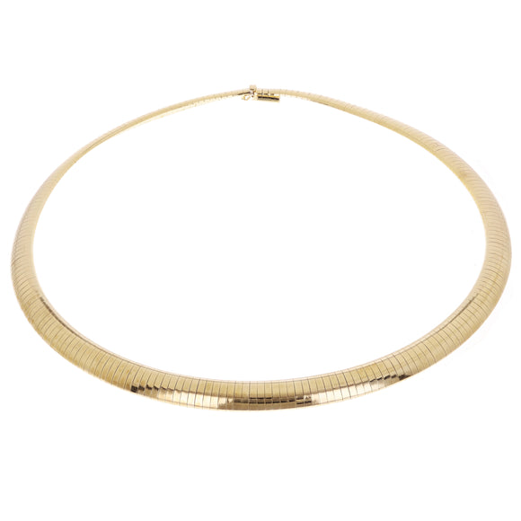 Italian 14k Yellow Gold Omega Style Choker Necklace 15.5