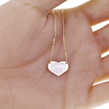 Italian 14k Yellow Gold Pearl Heart Charm Pendant Necklace 16.5-17.5" 2.2 grams
