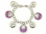 Italian 14k White Gold Fancy Round Charm Bracelet 7.5" 20.9 grams