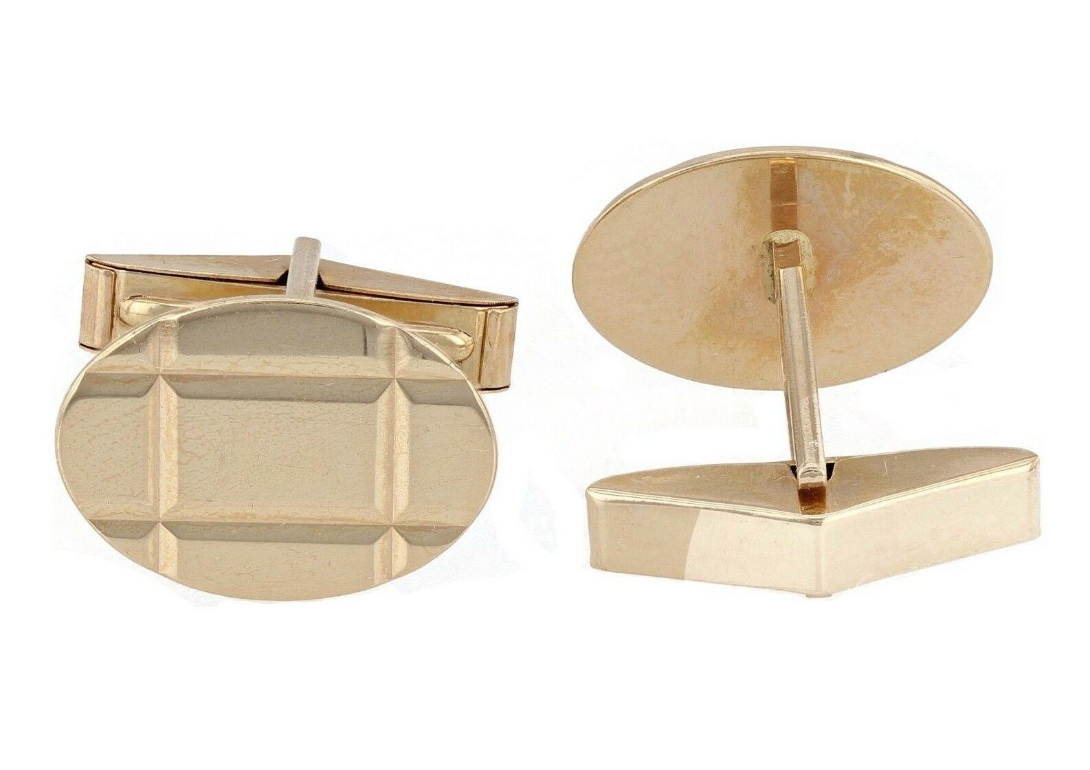 14k Yellow Gold Solid Classic Oval Cuff Links 16.9x12.4mm 5.9 grams