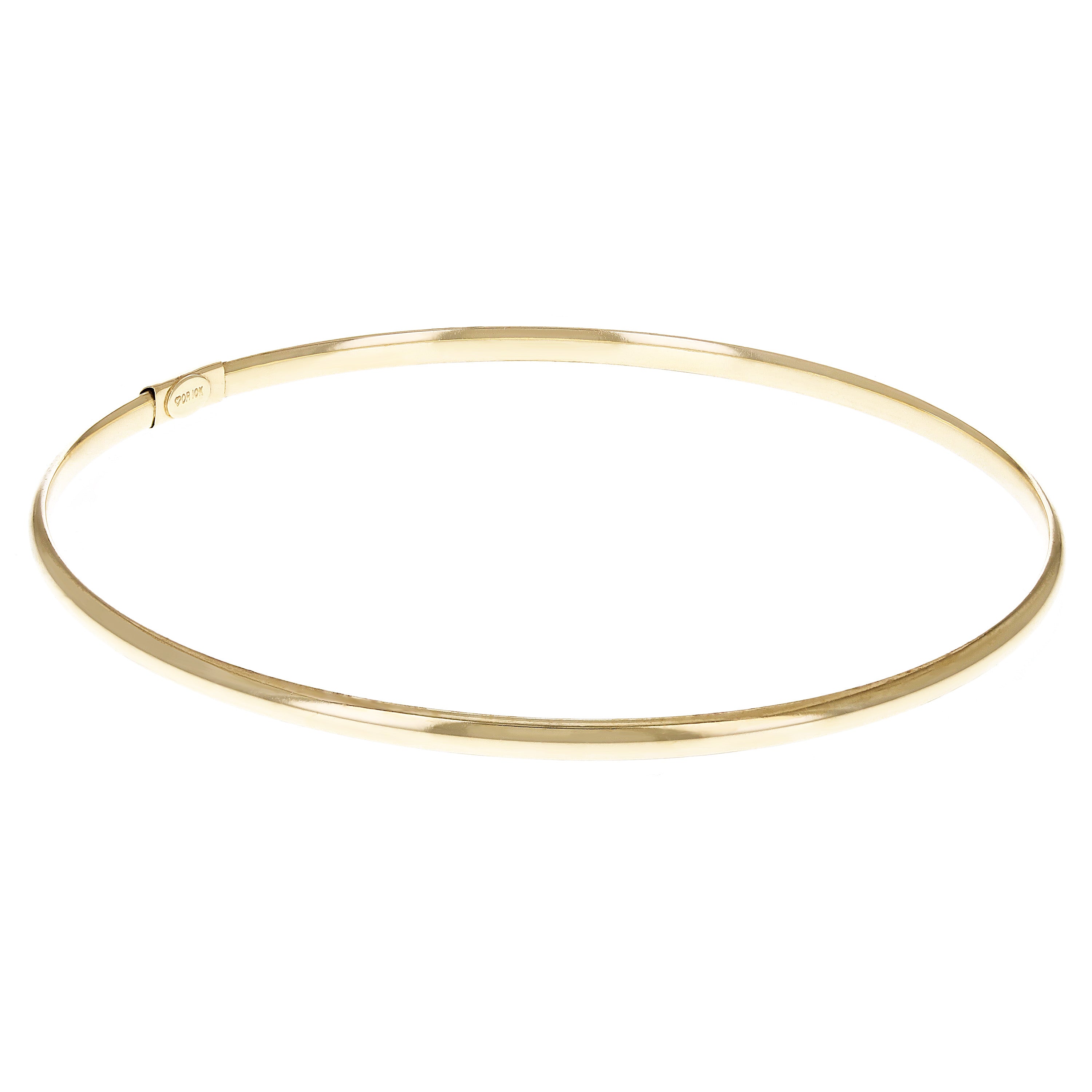 10k Yellow Gold Round High Polished Plain Slip-on Bangle Bracelet 7" 2.6mm 1.9g