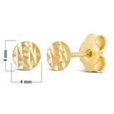 Italian 14k Yellow Gold Mini Diamond-Cut Thumbtack Medallion Round Stud Earrings - Yellow,4 mm
