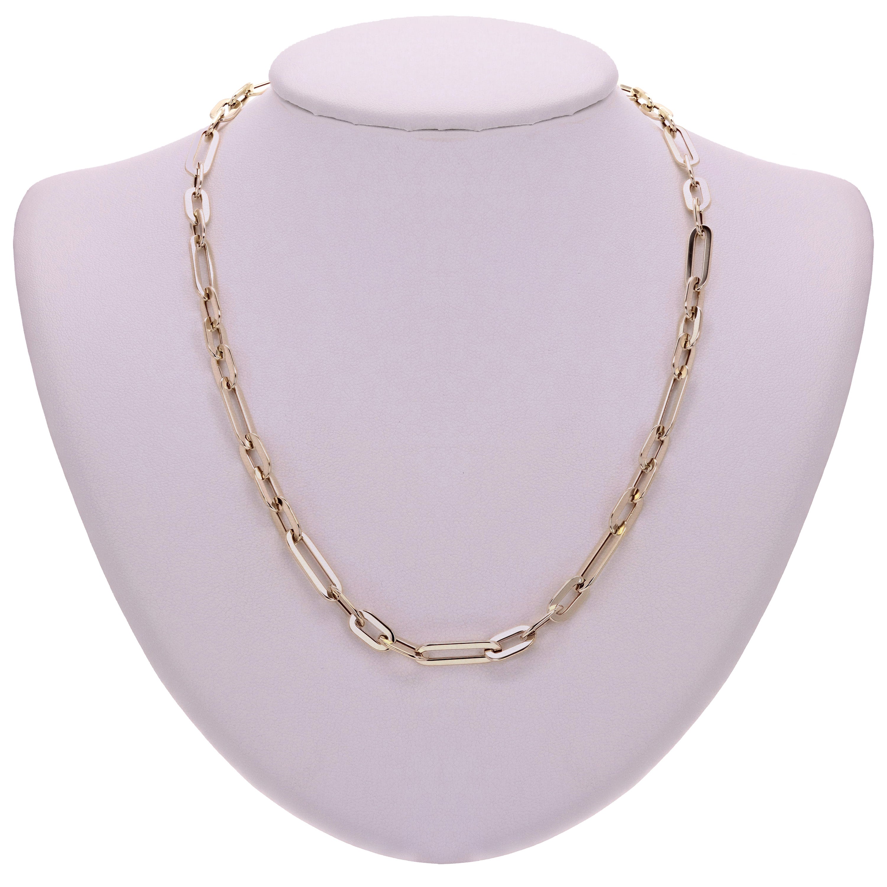 Italian 14k Yellow Gold Paper Clip Link Chain Necklace 18" 5.8mm 10.3 grams