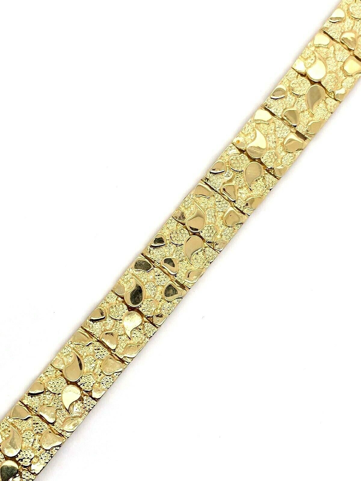 14k Yellow Gold Nugget Bracelet Adjustable 8-8.5" 12mm 32.5 grams