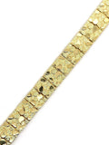 14k Yellow Gold Nugget Bracelet Adjustable 9-9.5" 12mm 36 grams
