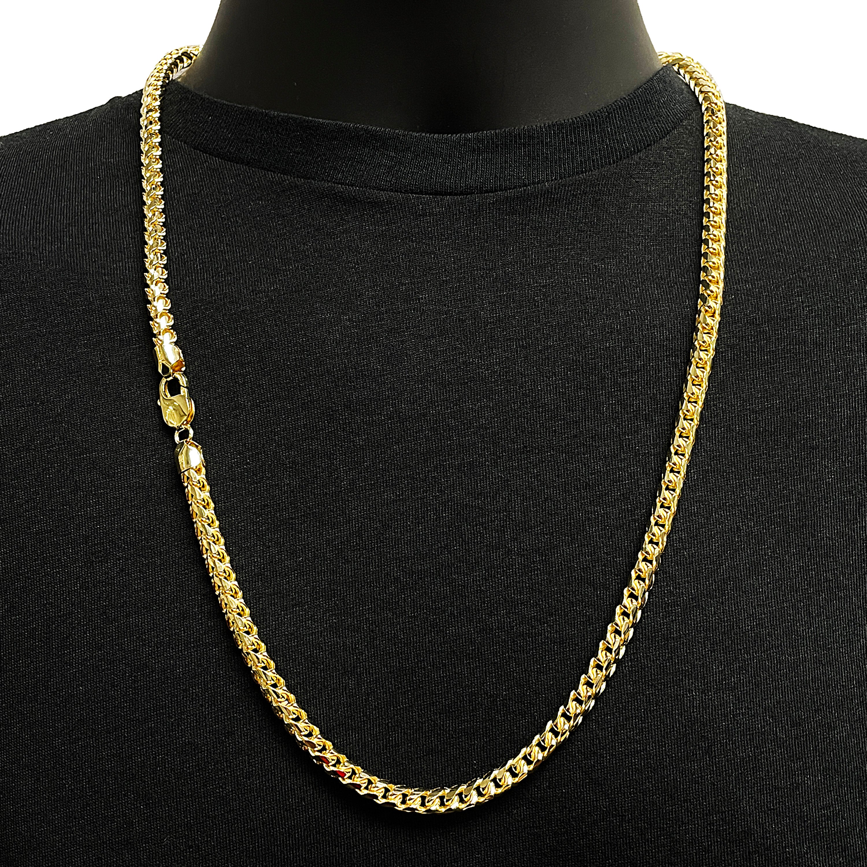 Italian 14k Yellow Gold Solid Diamond Cut Franco Chain Necklace 6mm 26" 129.7 grams