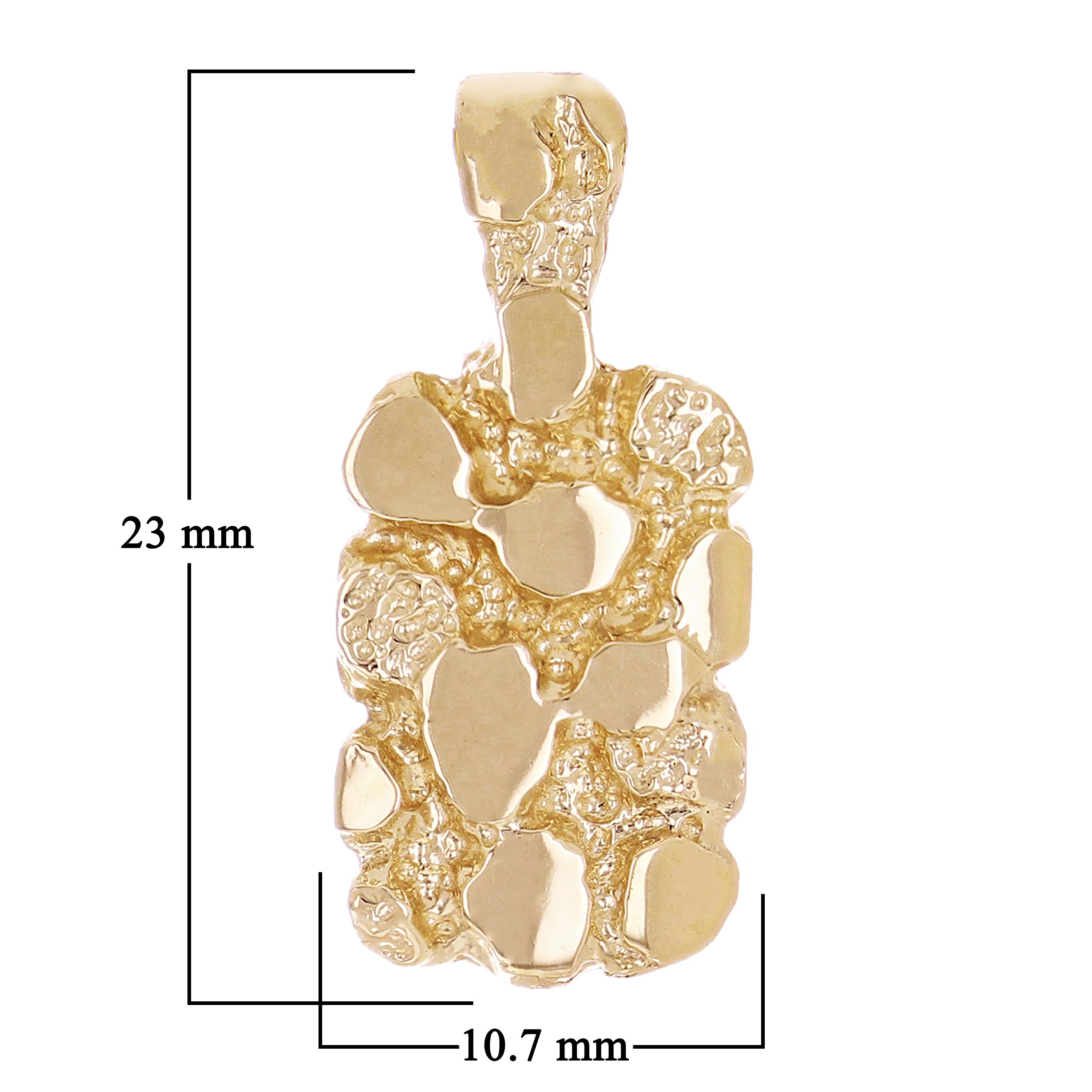 14k Yellow Gold Solid Rectangle Nugget Charm Pendant 23x10.7mm 3.9 grams