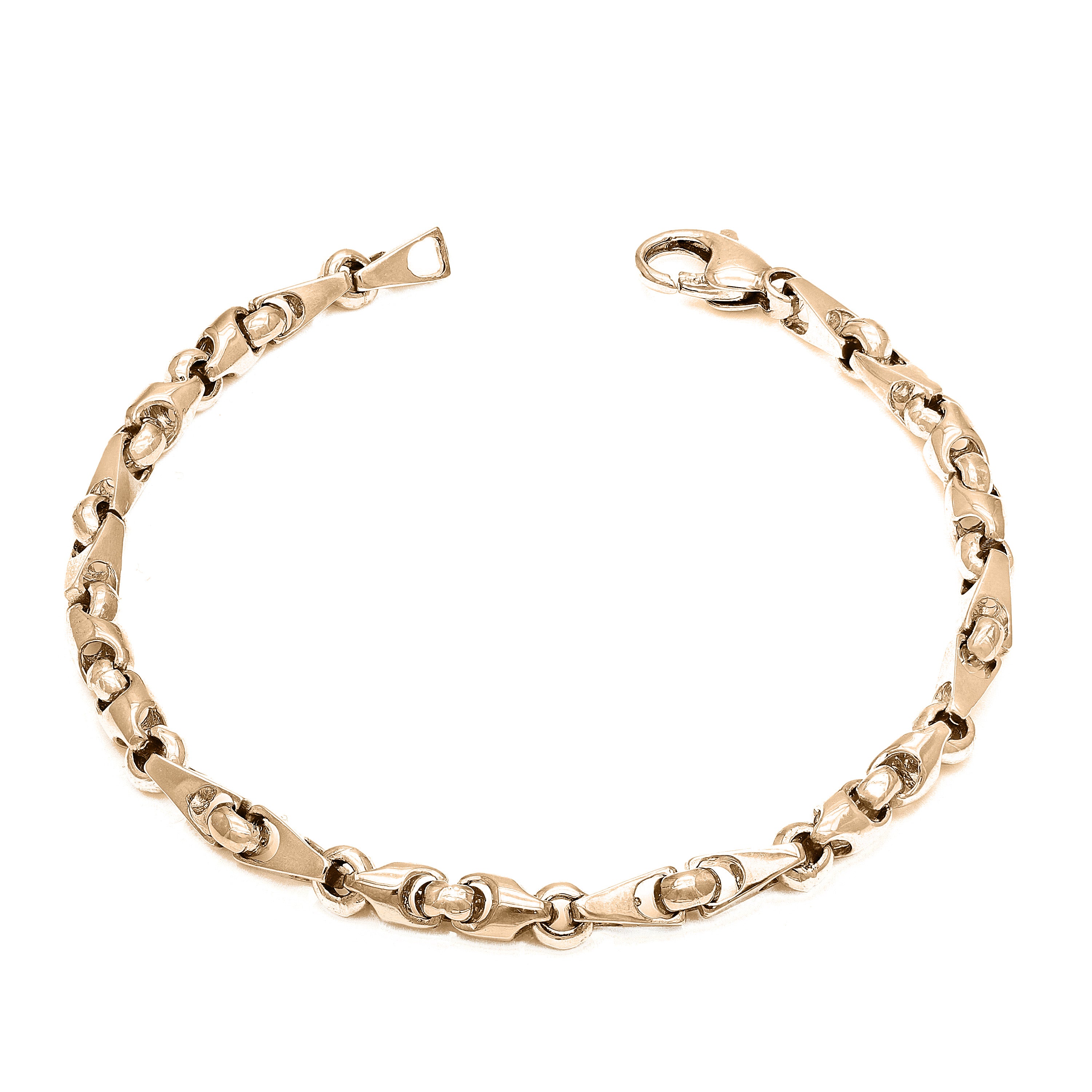 14k Yellow White or Rose Gold Solid Handmade Fashion Link Bracelet 7" - 8.75" 5mm
