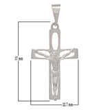 14k White Gold Crucifix Cross Religious Jesus Christ Charm Pendant 1.8" 2.8grams - White