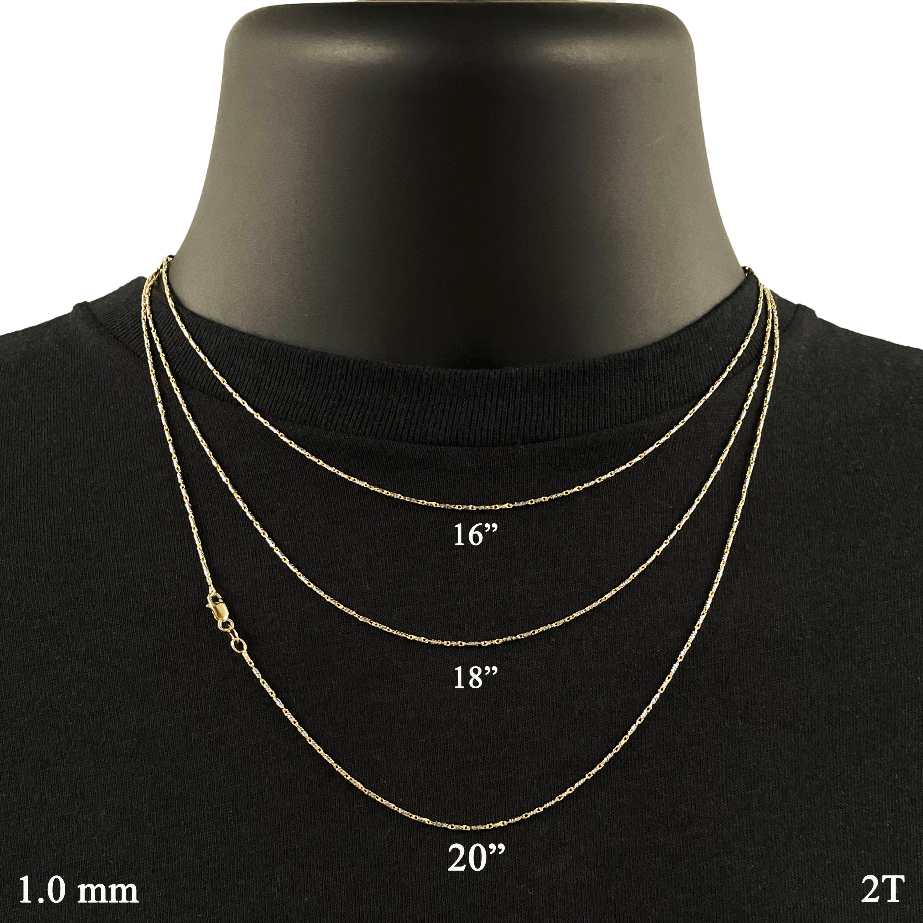 Italian 14k Two-Tone Solid Diamond Cut Raso Chain Necklace  16" 3.2 grams 1mm - 16" 3.2 grams
