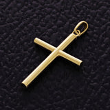 Italian 14k Yellow Gold Hollow High Polish Plain Cross Charm Pendant 1.3" 0.8g