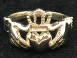 14k Yellow Gold Solid Claddagh Irish Ring Love Friendship Size 7.75