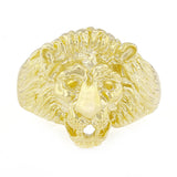 Men's 14k Yellow Gold Big Lion Head Closed Eyes Ring Size 7 - Ring Size 7
