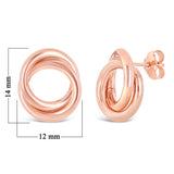 Italian 14k Rose Gold Shiny Modern Petite Double Eternity Circle Stud Earrings - Rose