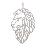 14k White Gold Lion Head Lion Face Charm Pendant 1.65" 3 grams - White