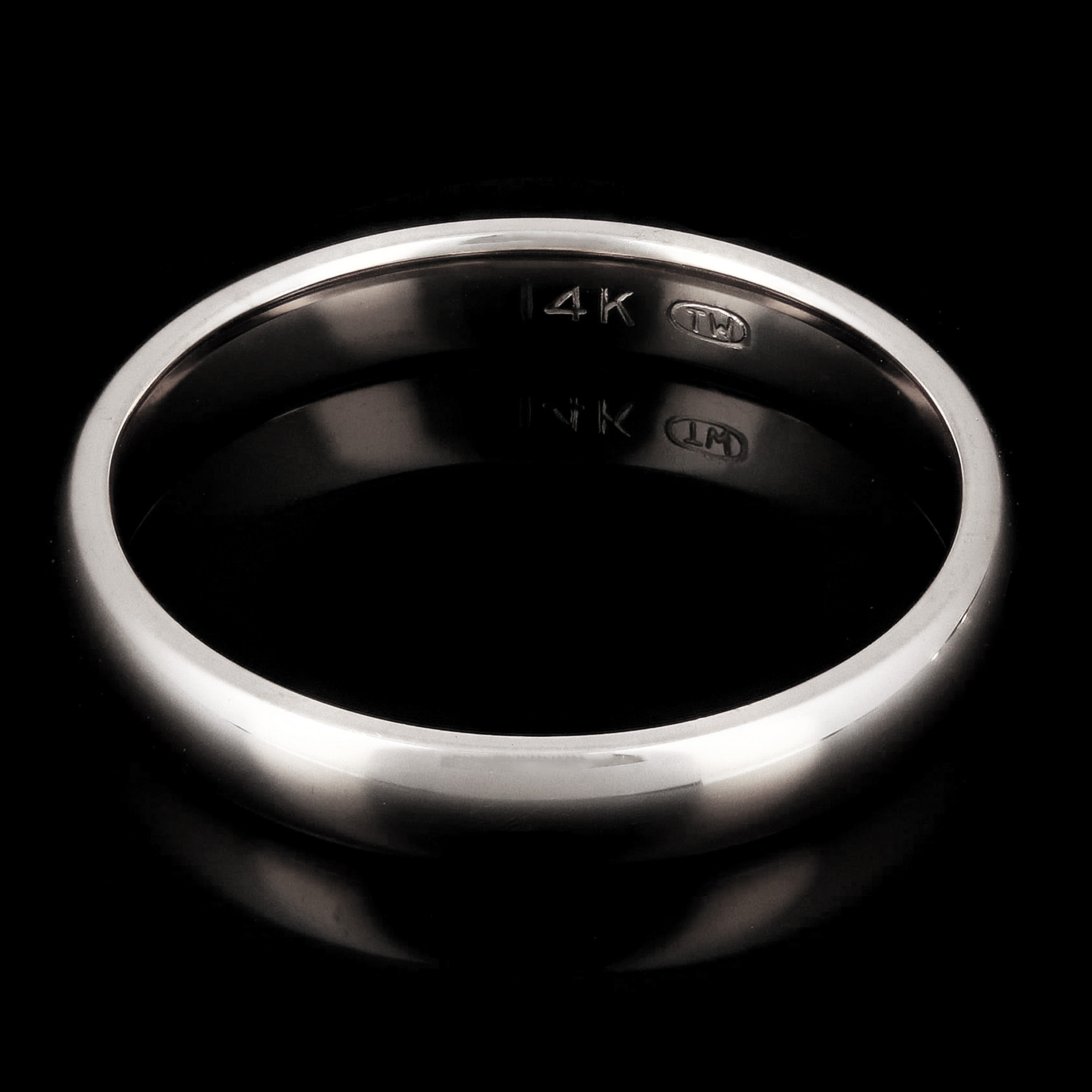 14k White Gold Comfort Fit Plain Wedding Band Ring 3mm Size 13 - White,3mm Ring Size 13