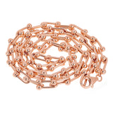 Italian 14k Rose Gold Semi-Solid U-Link Chain Necklace 18.5" 6mm 13.5 grams - 18.5" 6mm 13.5 grams