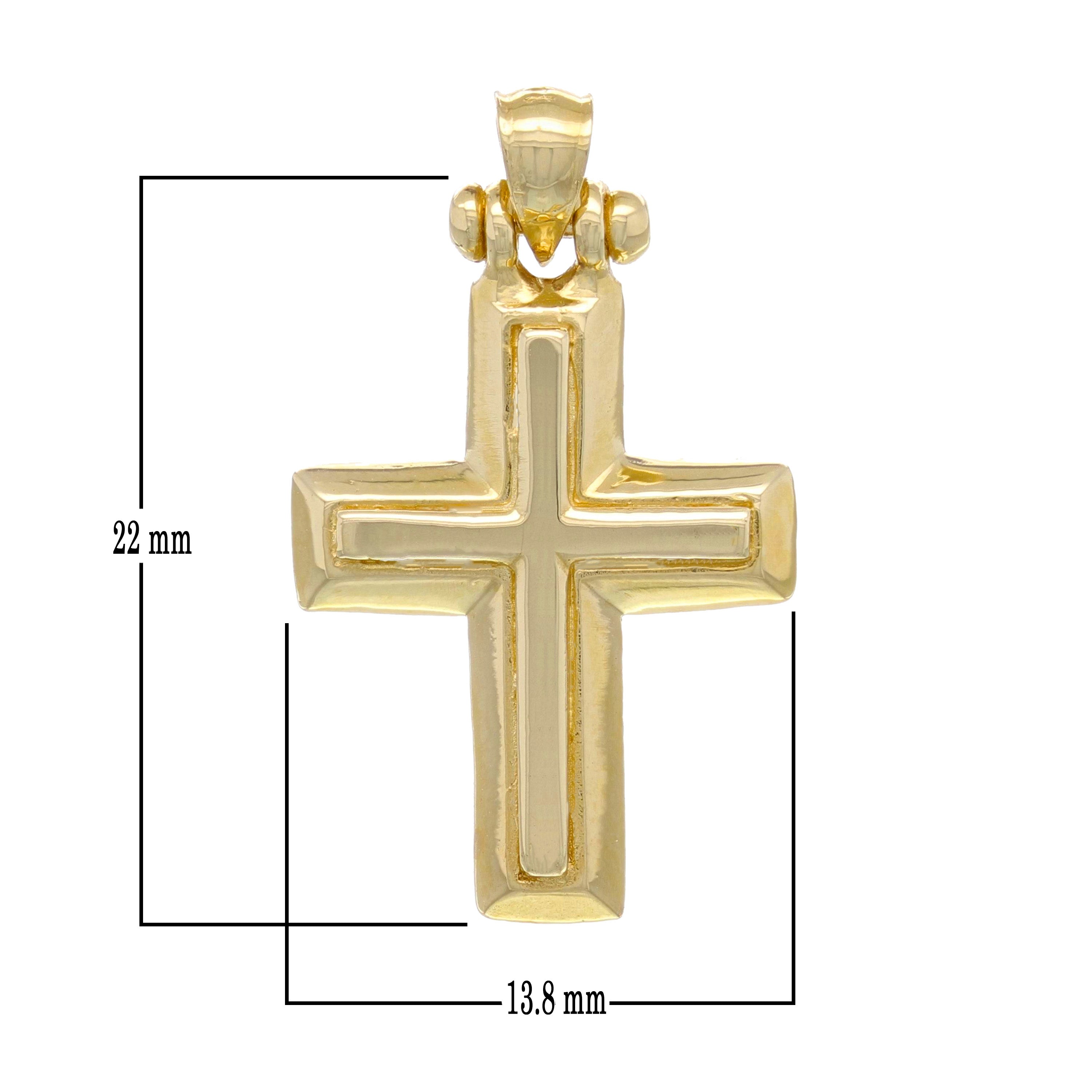 14k Yellow Gold 3D Cross Religious Charm Pendant 1" 2.9 grams - Yellow