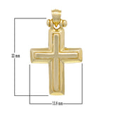 14k Yellow Gold 3D Cross Religious Charm Pendant 1" 2.9 grams - Yellow