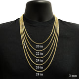 Italian 14k Two Tone Solid Prism Cut Franco Chain Necklace 3mm 20" 29.3grams - 20" 29.3 grams