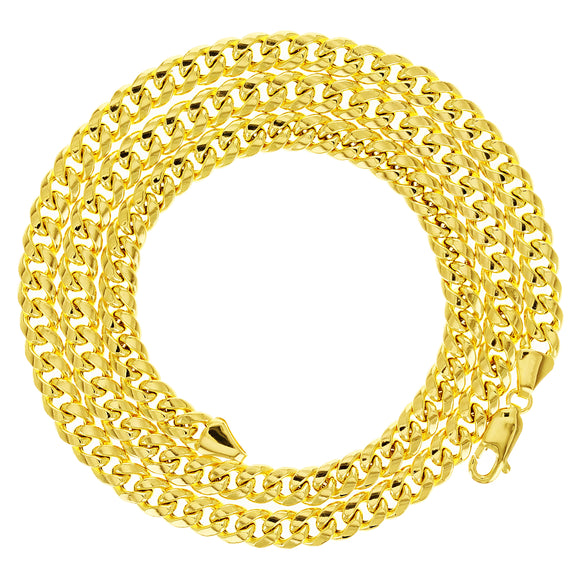 Italian 10k Yellow Gold Semi-Solid Miami Cuban Chain Necklace 24