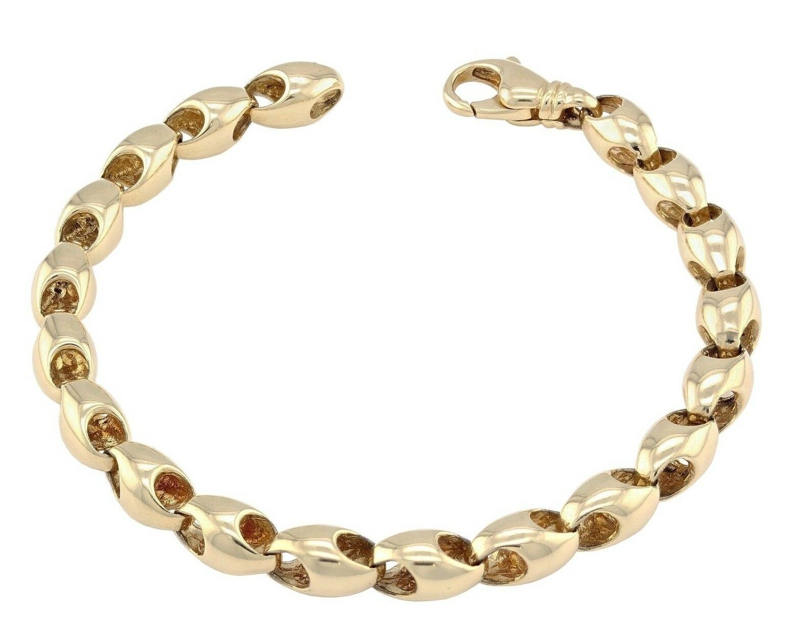 14k Yellow Gold Handmade Fashion Link Bracelet 8" 7mm 32.2 grams