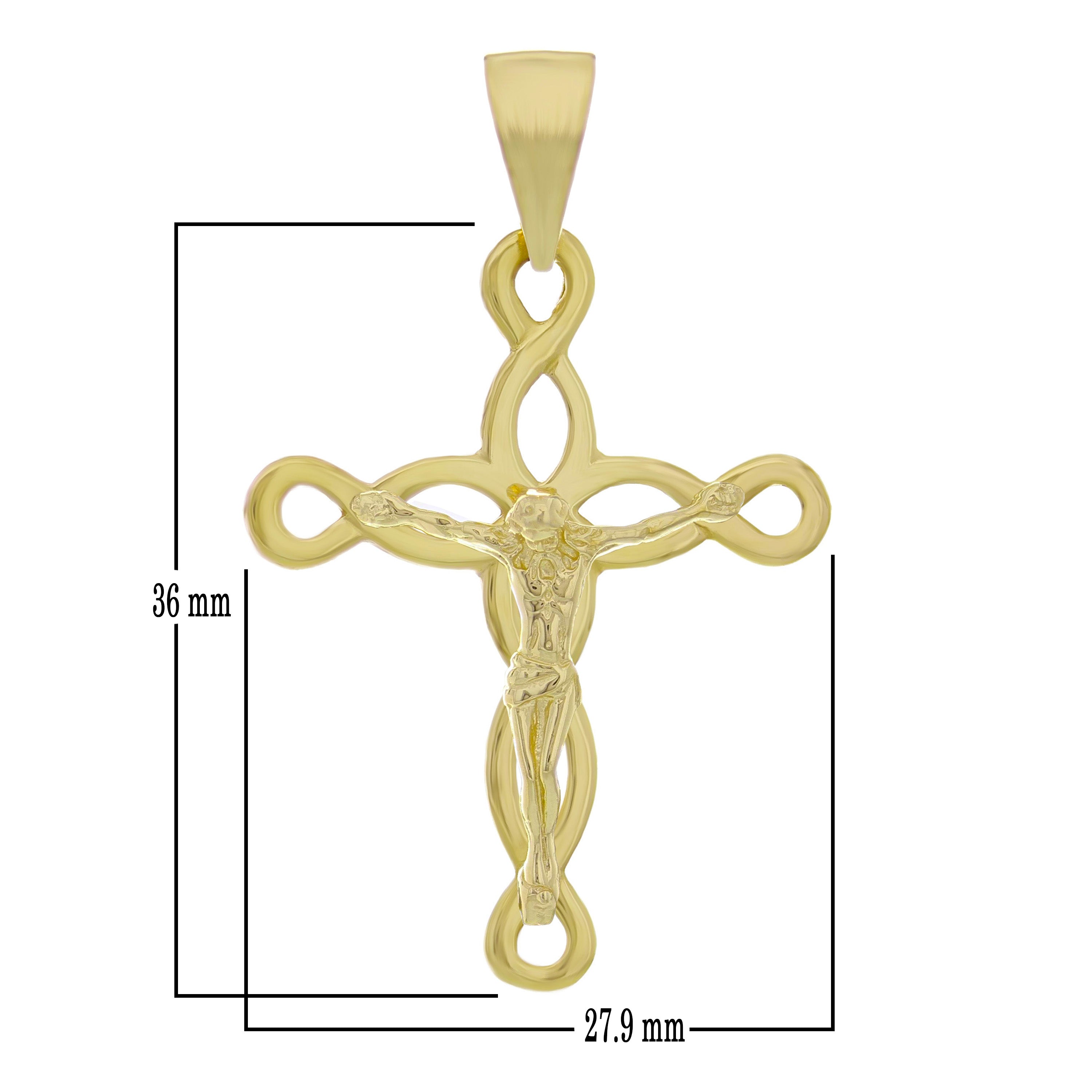 14k Yellow Gold Jesus Christ Crucifix Cross Charm Pendant 1.4" 3.7g