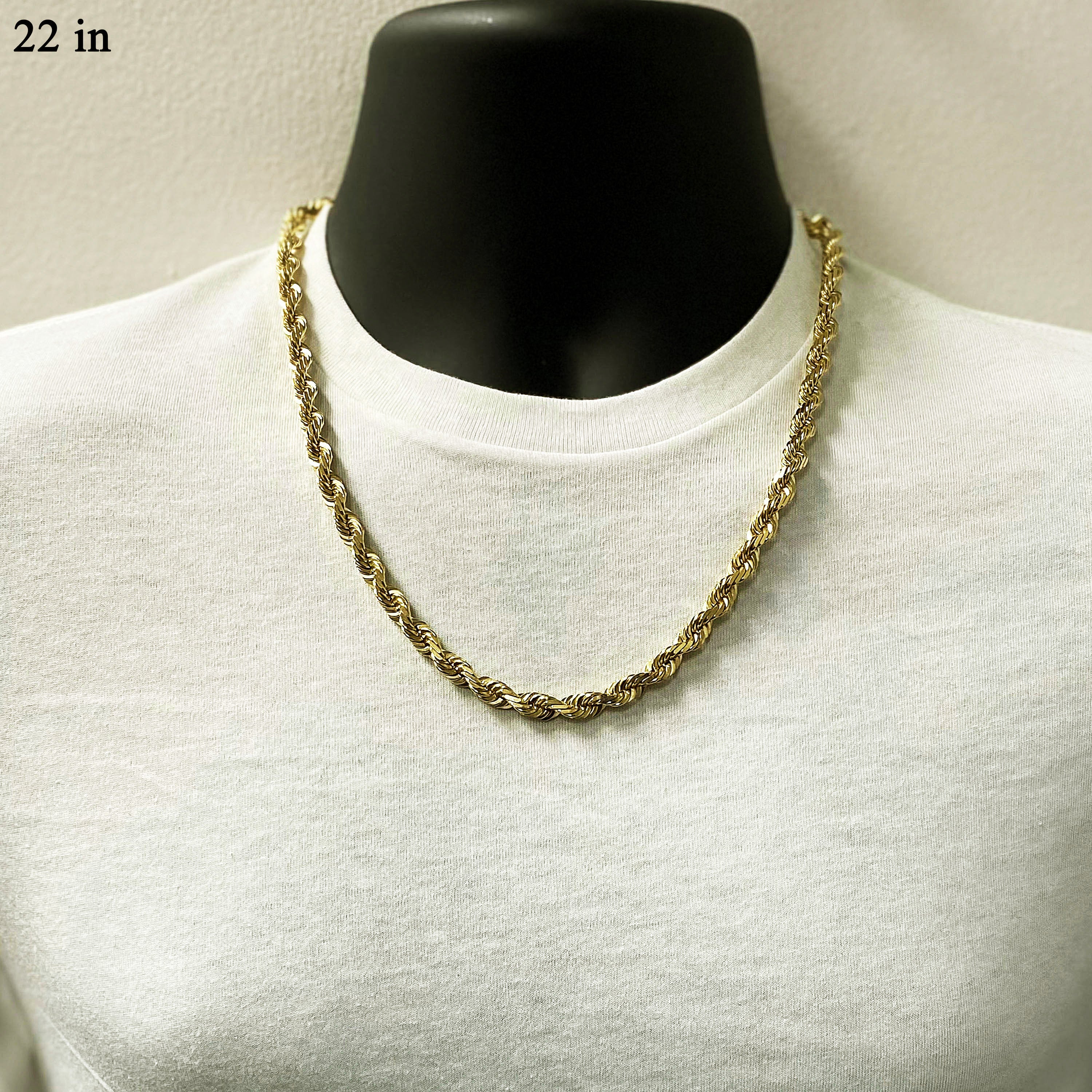 14k Yellow Gold Solid Diamond Cut Rope Chain Necklace 20" 7mm 82 grams - 20"