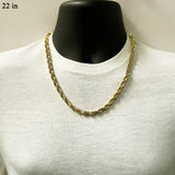 14k Yellow Gold Solid Diamond Cut Rope Chain Necklace 20" 7mm 82 grams - 20"