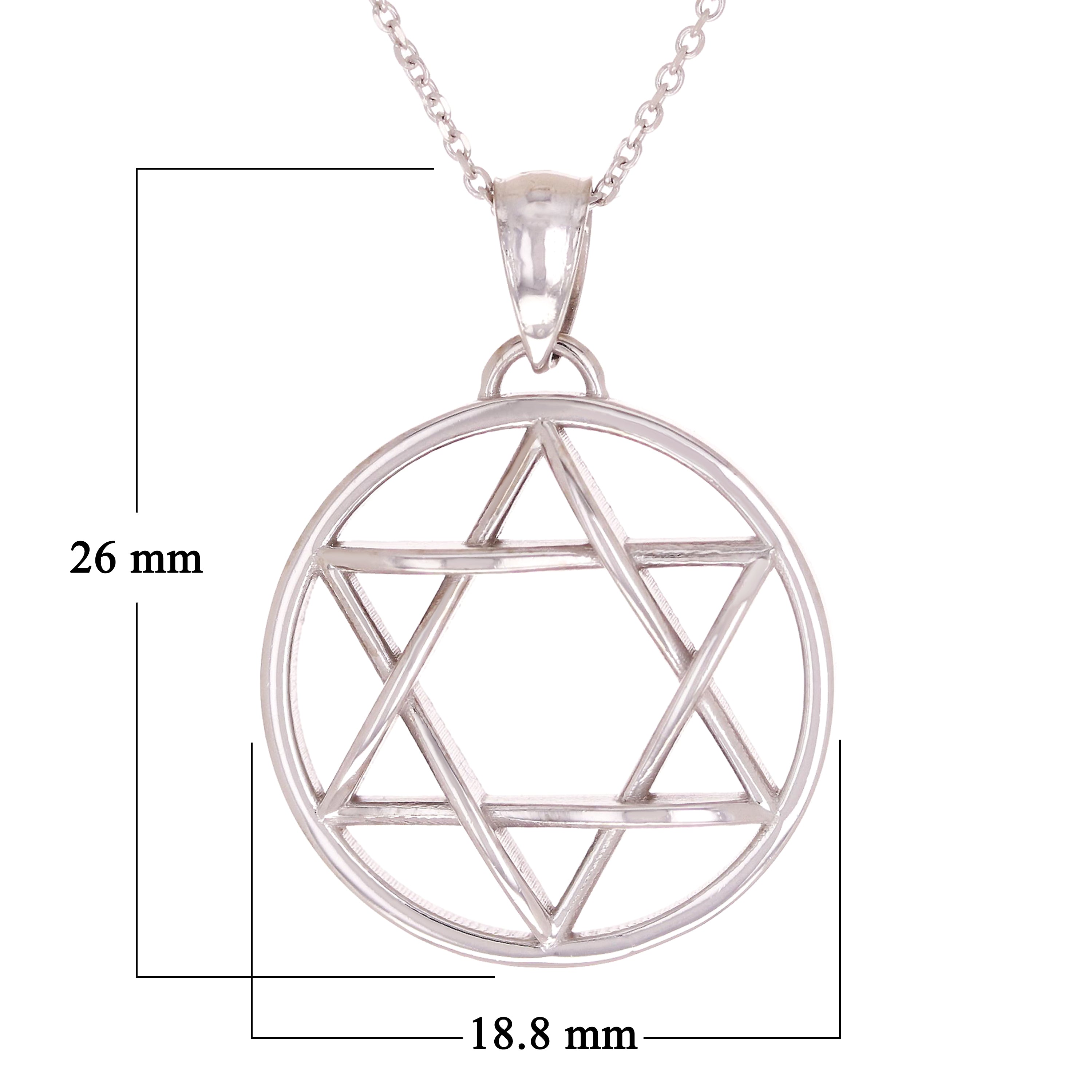 14k White Gold Star of David Necklace 18" 4.5 grams - White
