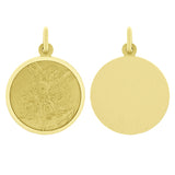 Italian 14k Yellow Gold Round Saint Michael Medal Charm Pendant 1.2" 5.2 grams