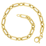 Italian 14k Yellow Gold Hollow Oval & Paper Clip Link Bracelet 7.5" 5.8mm 4.7 grams