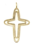 14k Yellow Gold Solid Plain Religious Cross Charm Pendant 1" 2.3 grams
